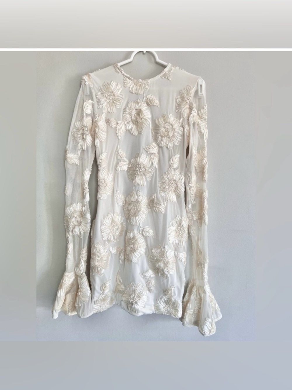 Rotate Birger Christensen Rosita Cut Out Floral Mesh Mini Dress White Size 8 - Picture 4 of 8